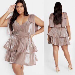 NWT City Chic Betty Bow Mini Dress In Pink Champagne Plus Size XXL/24 Cocktail